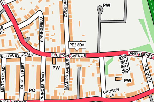PE2 8DA map - OS OpenMap – Local (Ordnance Survey)