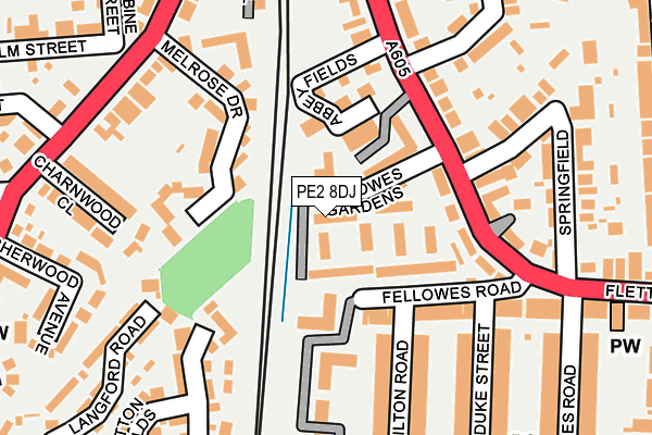 PE2 8DJ map - OS OpenMap – Local (Ordnance Survey)