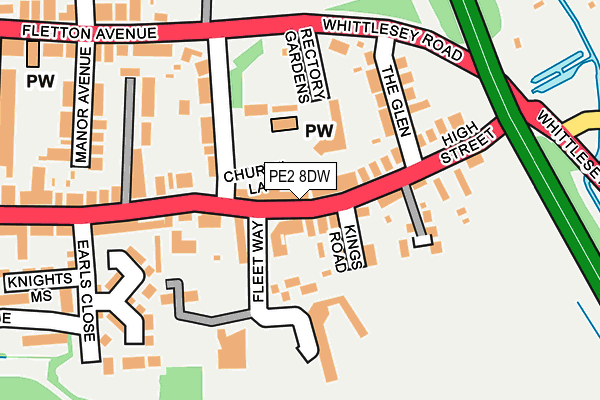 PE2 8DW map - OS OpenMap – Local (Ordnance Survey)