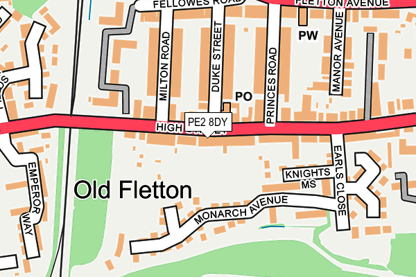 PE2 8DY map - OS OpenMap – Local (Ordnance Survey)