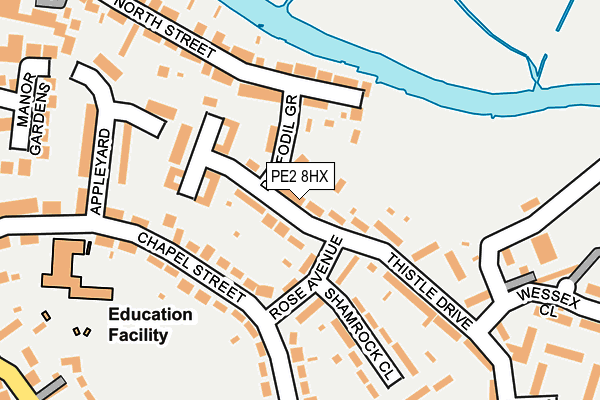 PE2 8HX map - OS OpenMap – Local (Ordnance Survey)