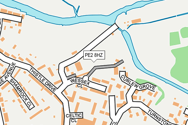 PE2 8HZ map - OS OpenMap – Local (Ordnance Survey)