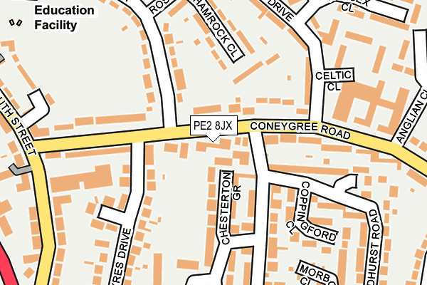 PE2 8JX map - OS OpenMap – Local (Ordnance Survey)