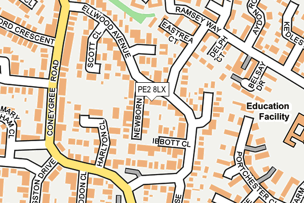 PE2 8LX map - OS OpenMap – Local (Ordnance Survey)
