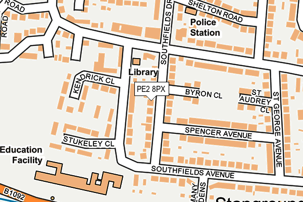 PE2 8PX map - OS OpenMap – Local (Ordnance Survey)