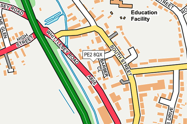 PE2 8QX map - OS OpenMap – Local (Ordnance Survey)