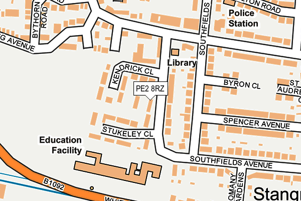 PE2 8RZ map - OS OpenMap – Local (Ordnance Survey)