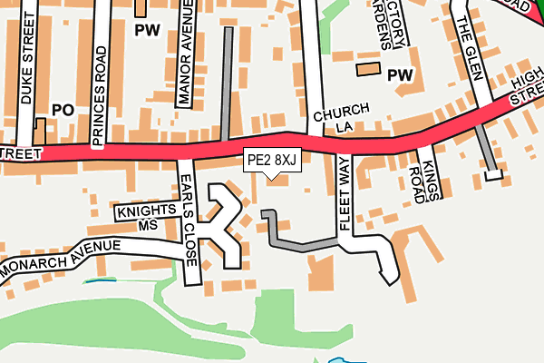 PE2 8XJ map - OS OpenMap – Local (Ordnance Survey)