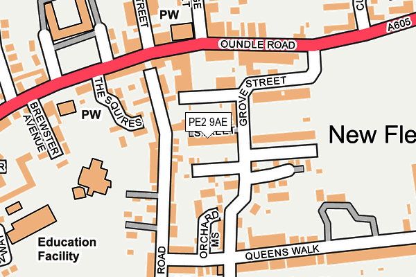 PE2 9AE map - OS OpenMap – Local (Ordnance Survey)