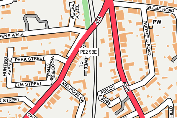 PE2 9BE map - OS OpenMap – Local (Ordnance Survey)