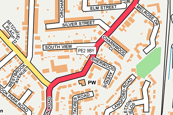 PE2 9BY map - OS OpenMap – Local (Ordnance Survey)