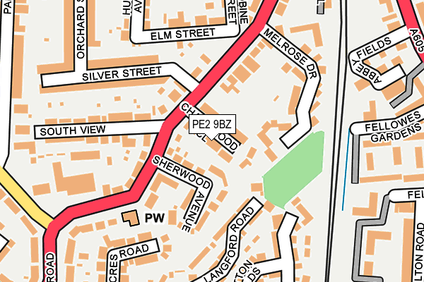 PE2 9BZ map - OS OpenMap – Local (Ordnance Survey)