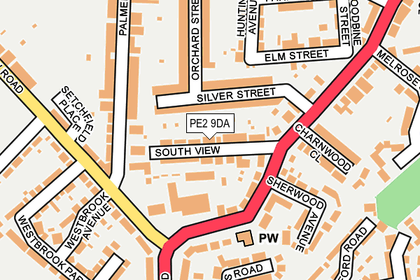 PE2 9DA map - OS OpenMap – Local (Ordnance Survey)