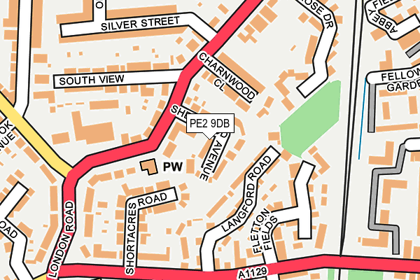 PE2 9DB map - OS OpenMap – Local (Ordnance Survey)