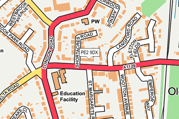 PE2 9DX map - OS OpenMap – Local (Ordnance Survey)