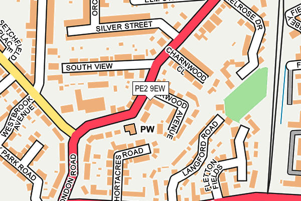 PE2 9EW map - OS OpenMap – Local (Ordnance Survey)