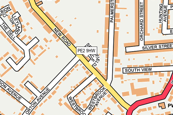 PE2 9HW map - OS OpenMap – Local (Ordnance Survey)