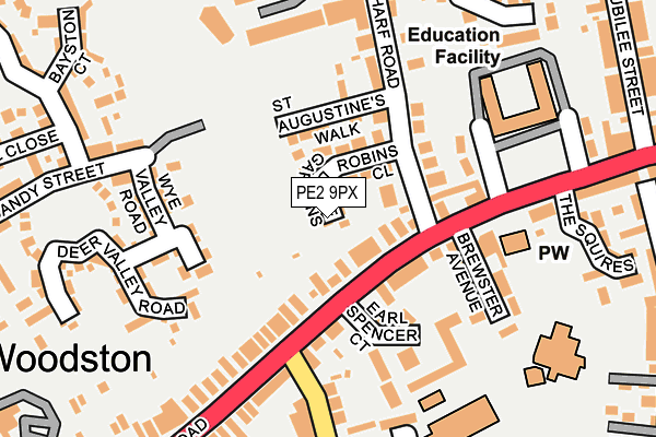 PE2 9PX map - OS OpenMap – Local (Ordnance Survey)