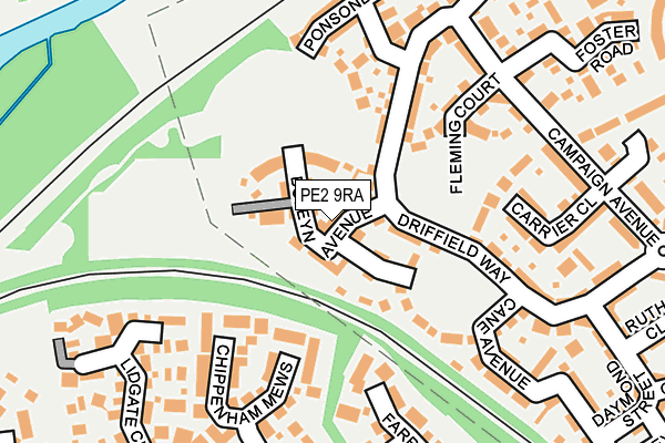 PE2 9RA map - OS OpenMap – Local (Ordnance Survey)
