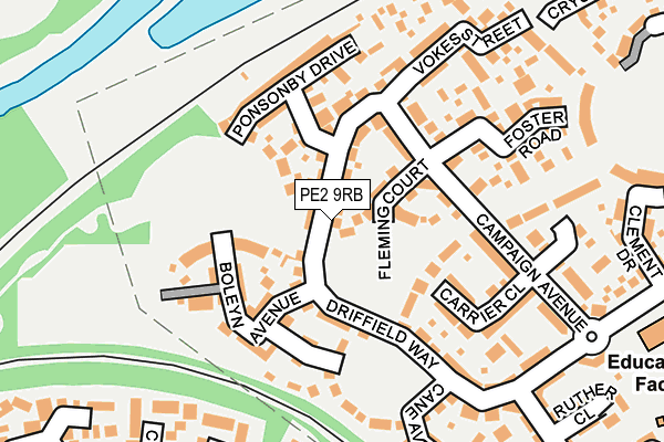 PE2 9RB map - OS OpenMap – Local (Ordnance Survey)