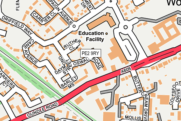 PE2 9RY map - OS OpenMap – Local (Ordnance Survey)