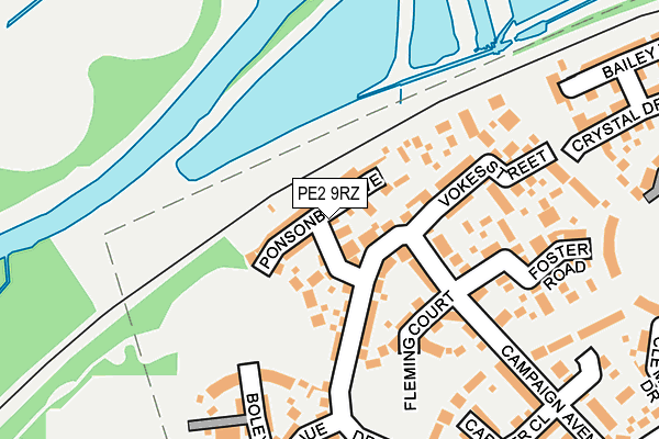 PE2 9RZ map - OS OpenMap – Local (Ordnance Survey)