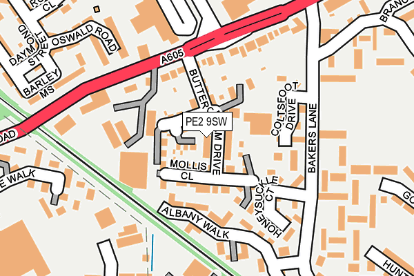 PE2 9SW map - OS OpenMap – Local (Ordnance Survey)
