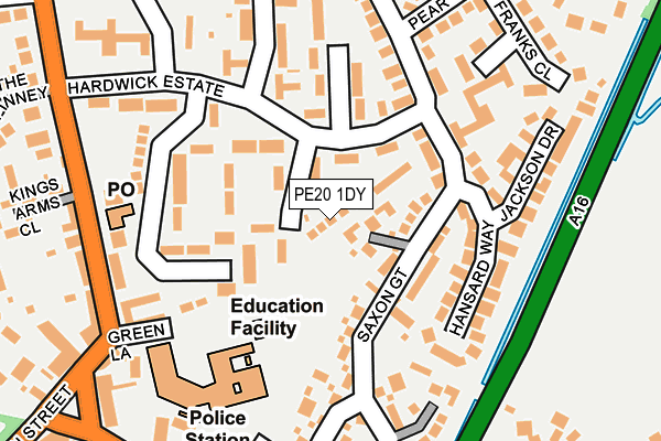 PE20 1DY map - OS OpenMap – Local (Ordnance Survey)