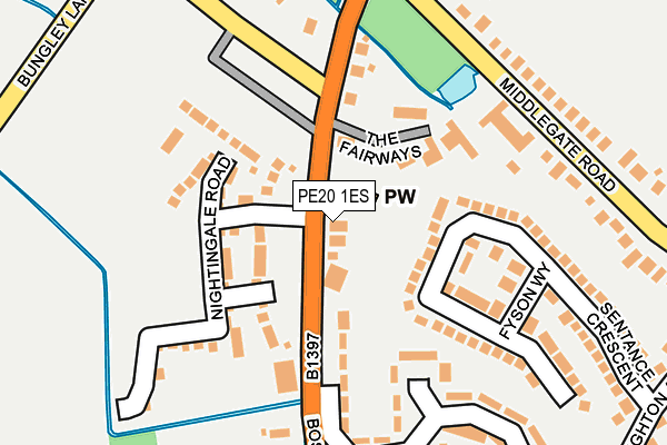 PE20 1ES map - OS OpenMap – Local (Ordnance Survey)