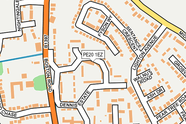 PE20 1EZ map - OS OpenMap – Local (Ordnance Survey)