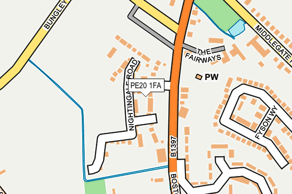 PE20 1FA map - OS OpenMap – Local (Ordnance Survey)