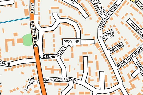 PE20 1HB map - OS OpenMap – Local (Ordnance Survey)