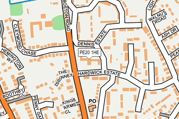 PE20 1HE map - OS OpenMap – Local (Ordnance Survey)