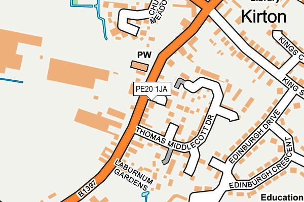 PE20 1JA map - OS OpenMap – Local (Ordnance Survey)