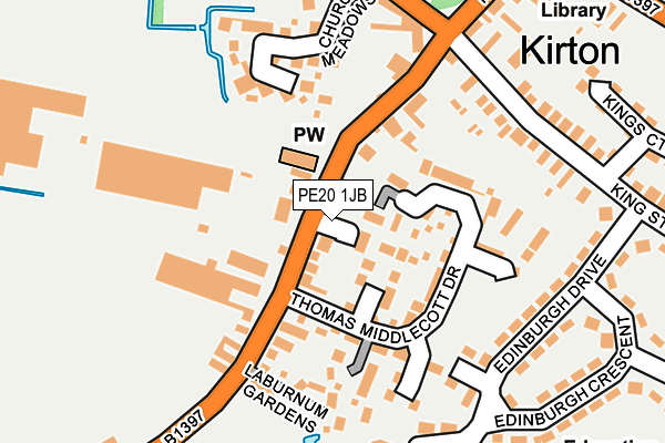PE20 1JB map - OS OpenMap – Local (Ordnance Survey)