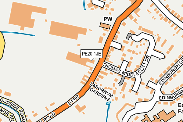 PE20 1JE map - OS OpenMap – Local (Ordnance Survey)