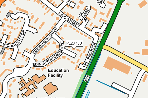 PE20 1JU map - OS OpenMap – Local (Ordnance Survey)