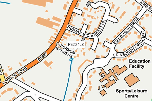 PE20 1JZ map - OS OpenMap – Local (Ordnance Survey)