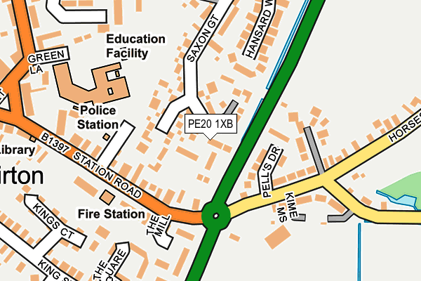 PE20 1XB map - OS OpenMap – Local (Ordnance Survey)