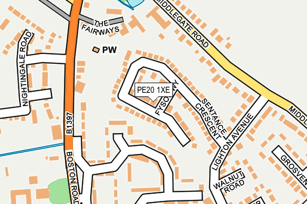 PE20 1XE map - OS OpenMap – Local (Ordnance Survey)