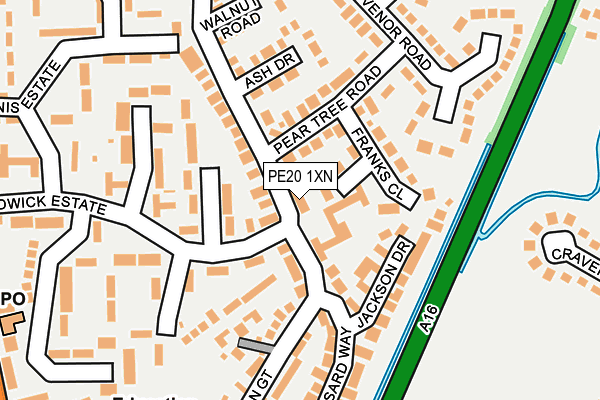 PE20 1XN map - OS OpenMap – Local (Ordnance Survey)