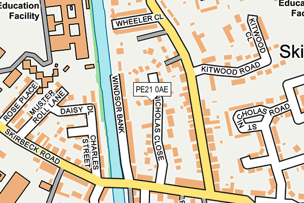 PE21 0AE map - OS OpenMap – Local (Ordnance Survey)