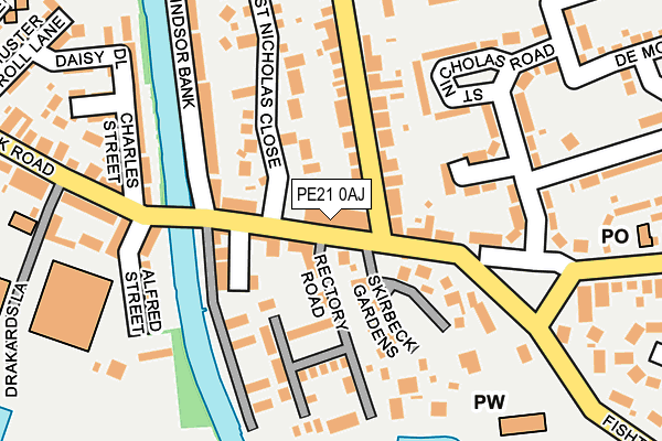 PE21 0AJ map - OS OpenMap – Local (Ordnance Survey)