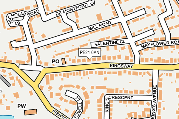PE21 0AN map - OS OpenMap – Local (Ordnance Survey)