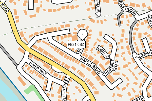 PE21 0BZ map - OS OpenMap – Local (Ordnance Survey)