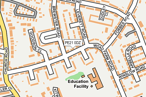 PE21 0DZ map - OS OpenMap – Local (Ordnance Survey)