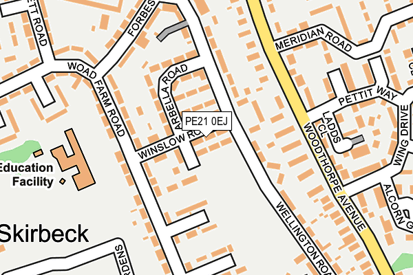 PE21 0EJ map - OS OpenMap – Local (Ordnance Survey)