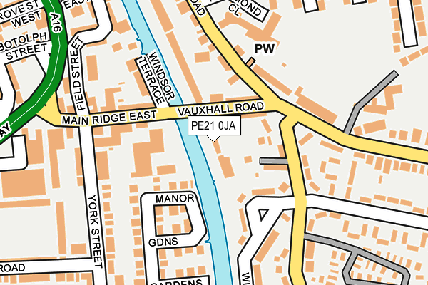 PE21 0JA map - OS OpenMap – Local (Ordnance Survey)