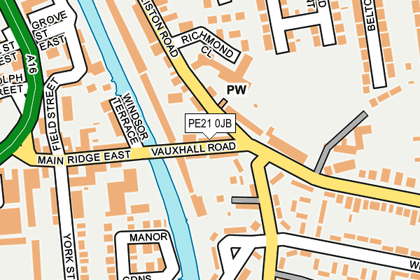 PE21 0JB map - OS OpenMap – Local (Ordnance Survey)