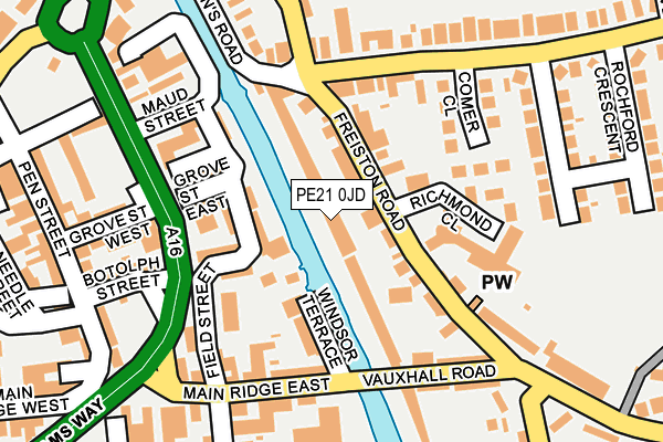 PE21 0JD map - OS OpenMap – Local (Ordnance Survey)